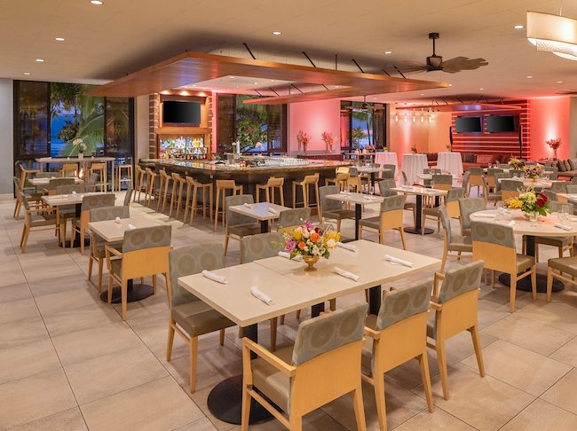 U-shape Bar with Views of Waikiki Beach at Sunset